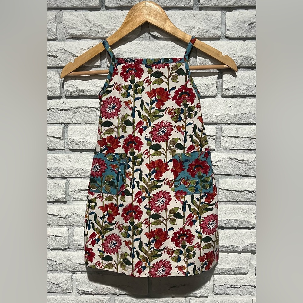 Anokhi Koki Floral Print Sleeveless Dress 4-5 euc